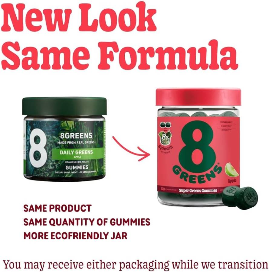 Greens Daily Greens Gummies - Superfood Booster, Energy & Immune Support,  Made with Real Greens, Greens Powder, Vitamin C, B, Spirulina - Apple,